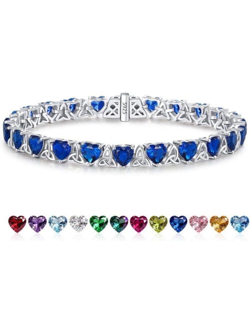 Elegant Heart Shaped Birthstone Tennis Bracelet for Women - Perfect Gift Idea